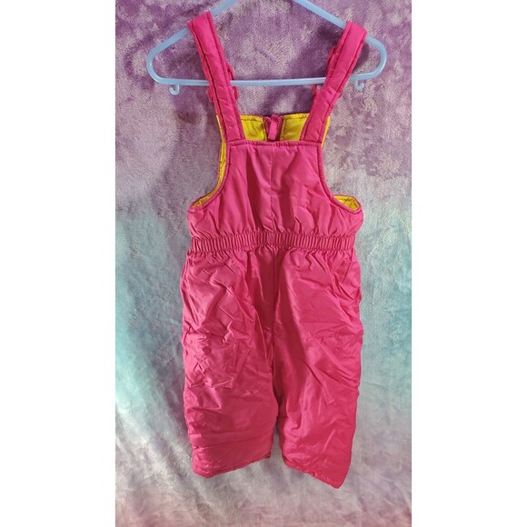 Pink Platinum Snow Bib Adjustable Straps Snow Suit Pink Yellow Girls Size 2T - Picture 2 of 10